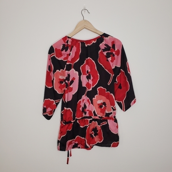 Outback Red Floral Pink Red Black Blouse - Picture 2 of 11